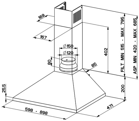 Okap przyścienny Faber Value PB BK 90 320.0557.544