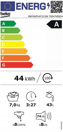 Outlet: Pralka Beko XBM3WFU47215W SteamCure