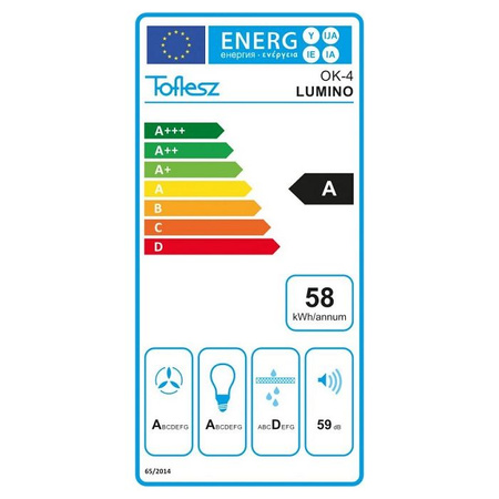 Okap podszafkowy / do zabudowy Toflesz Lumino 60 inox/czarny 850m3/h