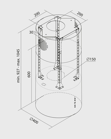 Okap wyspowy Nortberg Tubo 40 eucalyptus 850m3/h