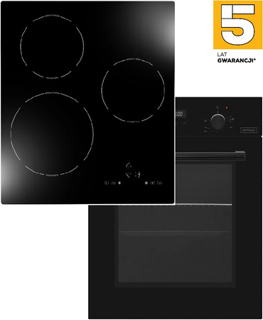 Zestaw 45cm. Kernau: płyta indukcyjna KIH431-3B + piekarnik elektryczny KBO0946SKB