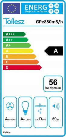 Okap podszafkowy / do zabudowy Toflesz Lumino 60 biały mat/biały 850m3/h