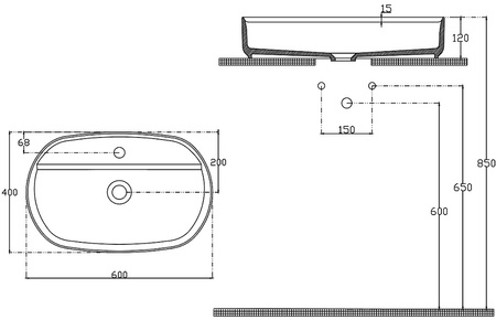 Umywalka ceramiczna nablatowa Isvea Italy Infinity 10NF65060-2L biały mat