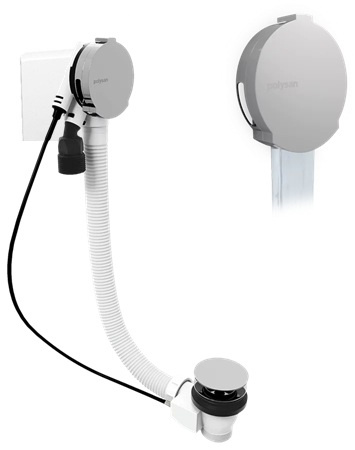 Zestaw odpływowy z napełnieniem i korkiem aut. Polysan 71851, korek 72mm, chrom