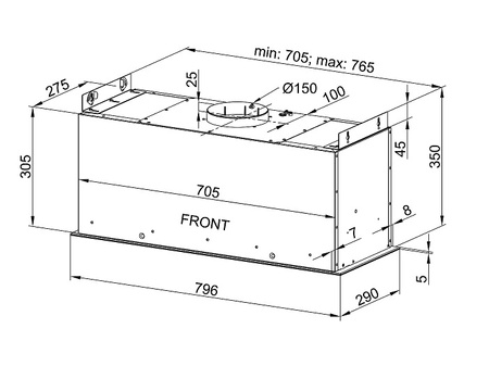 Okap podszafkowy / do zabudowy Globalo Loteo 80.4 Black