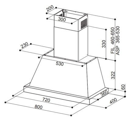 Okap przyścienny Faber Thea EV8 DG Matt 80/bez ramy 321.0517.784