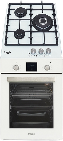 Zestaw 45cm. Freggia: płyta gazowa HCG430VGTW + piekarnik elektryczny OESF45W