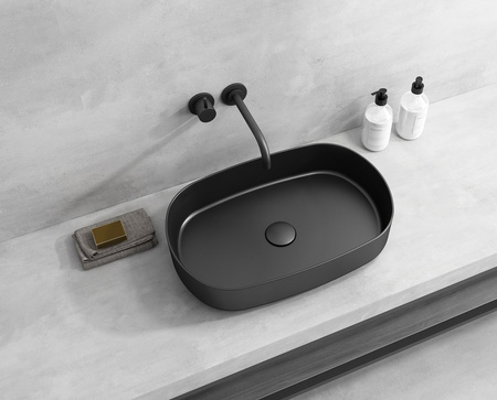 Umywalka ceramiczna nablatowa Isvea Italy Infinity 10NF65055-2N czarny mat