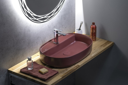 Umywalka ceramiczna nablatowa Isvea Italy Infinity 10NF65060-2R maroon red mat