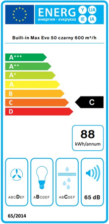 Okap podszafkowy / do zabudowy Falmec Built-In Max Evo 50 Czarny 600m3/h