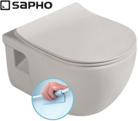 Zestaw Sapho: Miska wisząca WC + deska WC latte mat