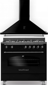 Zestaw Vestfrost: okap przyścienny VE-90RSABK + kuchnia gazowo-elektryczna VC-993WNPBK