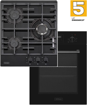 Zestaw 45cm. Kernau: płyta gazowa KGH4346.1TCIB + piekarnik elektryczny KBO0946PTB