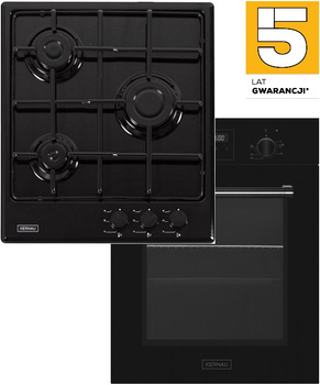 Zestaw 45cm. Kernau: płyta gazowa KGH4346B + piekarnik elektryczny KBO0946PTB